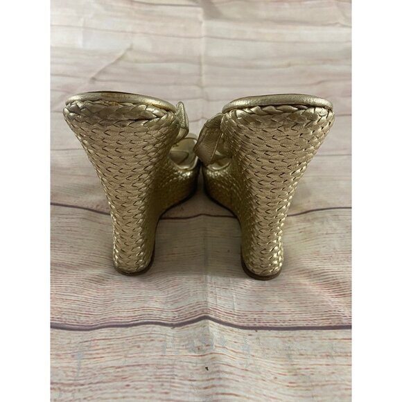 Versace Women's Gold Cut Out Accent Espadrilles Wedges - 40 (10) - Picture 5 of 14